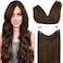 Human Hair Extensions Halo Hair Chocolate Brown Straight Real Halo Hair Extensions Flip In Natural Hair 80G 18 Inch Hidden Crown Wire Hair Extensions With Transparent Fish Line Invisible