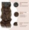 Vigorous Clip In Hair Extensions Black&amp;Dark Mix Light Brown Hair Extensions Clip Ins 4Pcs Thick Synthetic Wavy Hair For Women