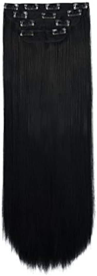 Reecho 16" Straight Short 4 Pcs Set Thick Clip In On Hair Extensions Natural Black