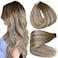 Full Shine 18" Real Hair Tape In Extensions Color #3 Fading To #8 Highlighted #22 Medium Blonde 20 Pieces Per Pack Balayage Seamless Tape Hair Extensions Remy Human Hair 50 Grams Per Pack