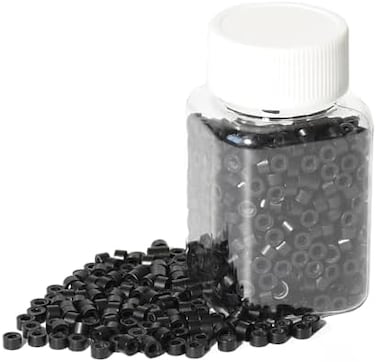 Yantaisiyu 1000 Pcs Silicone Lined Micro Links Rings Beads Hair Feather Extensions 5.0X3.0X3.0 Mm Hair Beads (Black)
