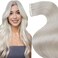 Laavoo 46Cm 50G/20Pcs Tape In Extensions 100% Remy Brazilian Human Hair Extensions Platinum Blonde Colour 60