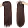 50Cm Long Seamless Nature Look Clip In Hairpiece With Side-Fringe Extension Forehead Topper For Women With Thinning Hair Straight Dark Reddish Brown