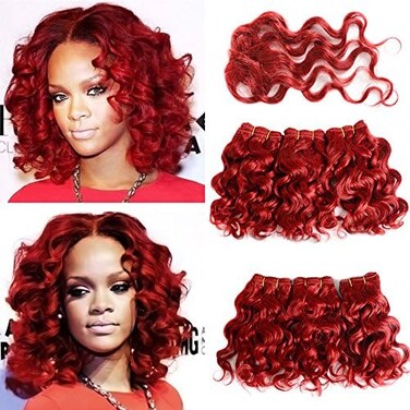 Violet (Curly 20Cm, Burgundy) - Hair Short Curly Human Hair Bundles With Closure 100% Brazilian Curly Hair Weave Full Head Wavy Bundles 20Cm Burgundy Human Hair Extension