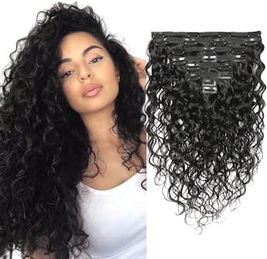 دورين مشبك عميق مجعد في وصلات الشعر البشري للنساء 8 قطعة 20 مشبك 120 جرام 8A ريمي شعر برازيلي مموج مجعد لون طبيعي