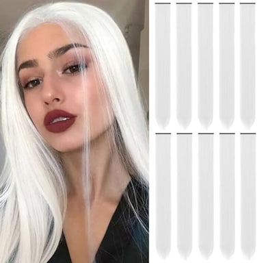 22 Inch Colored Hair Extensions, Multi-Colors Party Highlights Clip In Long Synthetic Hair Extensions For Girls Women Kids Party Gift(10 Pcs White)