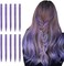 Sofeiyan Colored Hair Extensions Straight Hairpiece 22 Inch 10 Pcs Colorful Clip In Hair Extensions Synthetic Colored Party Highlights For Women Kids Girls, Grey Purple