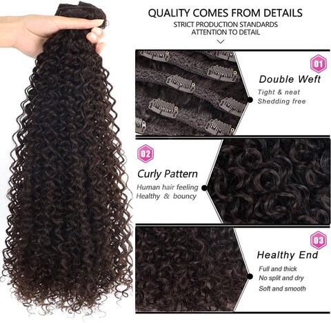 Bhf 26 Inch Curly Clip In Hair Extension, 140G Double Weft Full Head Heat Resistance Synthetic Hair Extension For Women 7Pieces (#4-Curly)