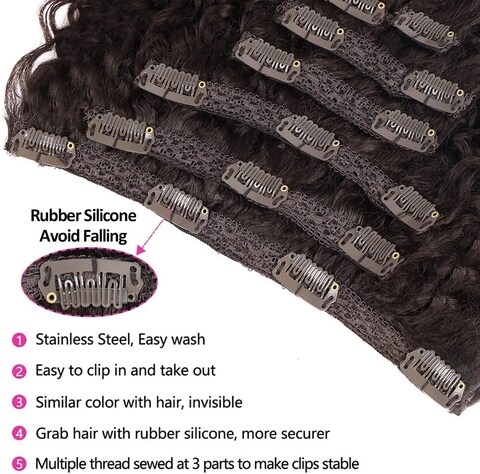 Bhf 26 Inch Curly Clip In Hair Extension, 140G Double Weft Full Head Heat Resistance Synthetic Hair Extension For Women 7Pieces (#4-Curly)
