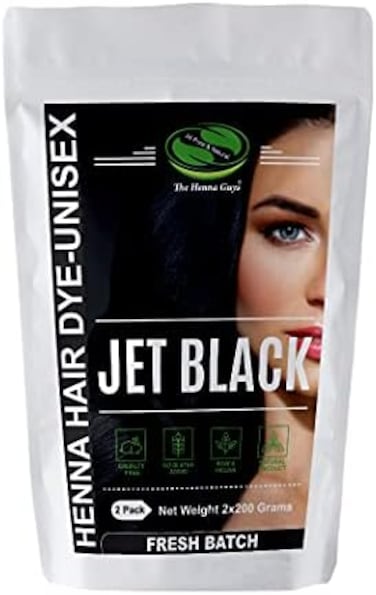 صبغة الشعر واللحية من ذا هينا جايز - طبيعية 100% وخالية من المواد الكيميائية - (عبوتان، أسود داكن)