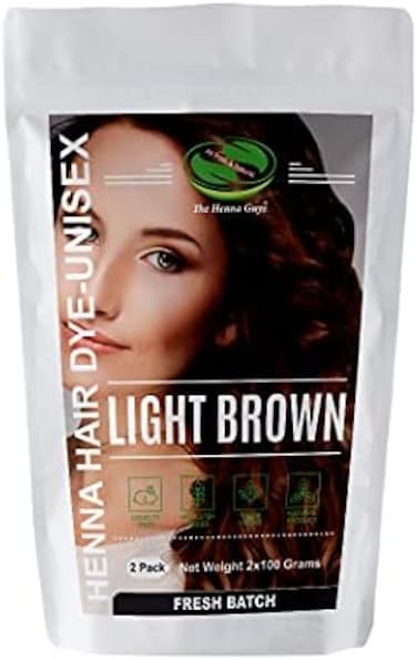 The Henna Guys 2 Packs Of Light Brown Hair &amp; Beard Color/Dye 100 Grams - Natural Hair Color, Plant-Based Hair Dye -
