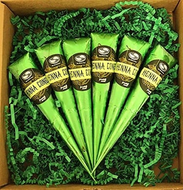 6 Pack Of The Henna Guys 100% Natural Ready To Use Henna Cones For Redish Brown Hair Dye - Perfect For Spot Hair Coloring