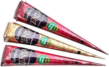 Zenia (Pack Of 3) 100% Natural Henna Hair Color Paste Hair Dye Cones Dark Reddish-Brown Color 25G Each Cone