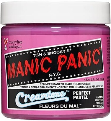 صبغة شعر مانيك بانيك فلور دو مال كريمتون مثالية للشعر الوردي الباستيل - صبغة شعر باستيل وردية شبه دائمة، لون نباتي، خالٍ من مادة Pd والأمونيا