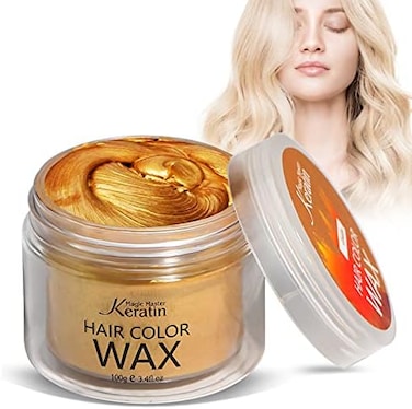 شمع لون الشعر المؤقت بالكيراتين من ماجيك ماستر، ذهبي، شمع طلاء الشعر، 3.4 أونصة سائلة، لون شعر مؤقت طبيعي قابل للغسل للأطفال الفتيات والنساء والرجال، الشعر الداكن، الحفلات، الحفلات التنكرية