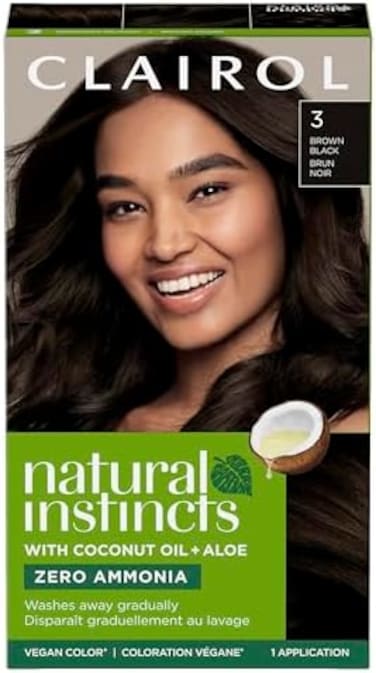 Clairol Natural Instincts Demi-Permanent Hair Dye, 3 Brown Black Hair Color, 5.85 Fl Oz (Pack Of 1)