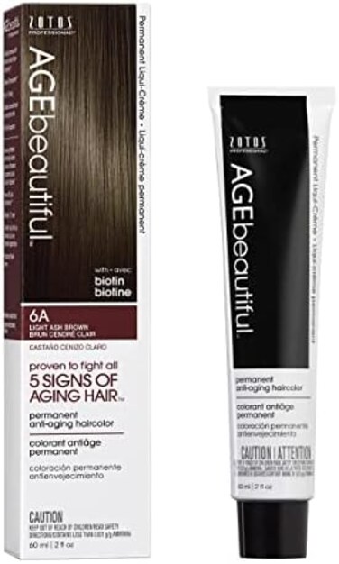 صبغة شعر دائمة بكريم سائل، تغطية كاملة للشعر الرمادي، صبغة شعر مضادة للشيخوخة، بيوتين لشعر أكثر كثافة وامتلاءً، صبغة احترافية في الصالونات، بني رمادي فاتح 6A