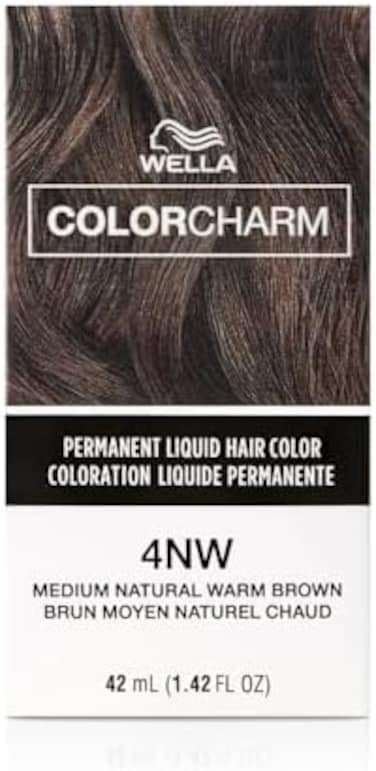 شعر سائل دائم كولور تشارم لتغطية اللون الرمادي  4Nw ميد بني طبيعي دافئ، 1.4 أونصة سائلة