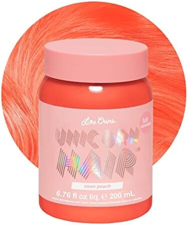 Lime Crime - Lime Crime Unicorn Hair - Neon Peach (Full Coverage) Vibrant Peach Semi Permanent Hair Dye. Vegan Hair Colour (6.76 Fl Oz/200 ml).