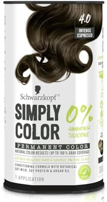 Schwarzkopf Simply Color Hair Color 4.0 Intense Espresso, 1 Application - Permanent Hair Dye For Healthy Looking Hair Without Ammonia Or Silicone, Dermatologist Tested, No Ppd &amp; Ptd