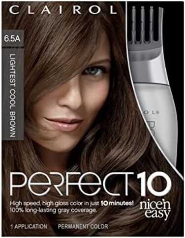 صبغة شعر دائمة نايس آند إيزي بيرفكت 10 من كليرول، 6.5A أخف لون شعر بني رائع، عبوة من قطعة واحدة