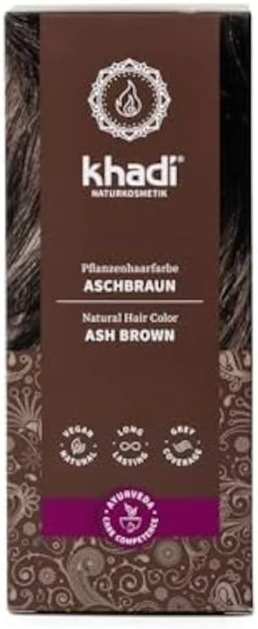 Khadi Ash Brown Natural Hair Color, Colours Your Hair To An Ashy, Cool Dark Brown, Hair Dye 100% Plant-Based &amp; Vegan, Certified Natural Cosmetics, 100G