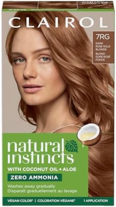 صبغة شعر شبه دائمة من Clairol Natural Instincts، لون شعر أشقر ذهبي وردي داكن 7Rg، عبوة من 1