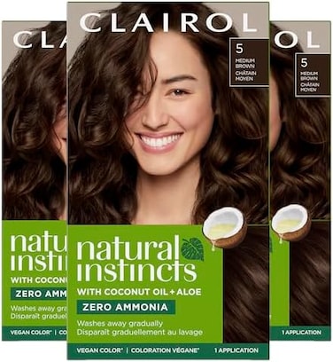 Clairol Natural Instincts Demi-Permanent Hair Dye, 5 Medium Brown Hair Color, Pack Of 3