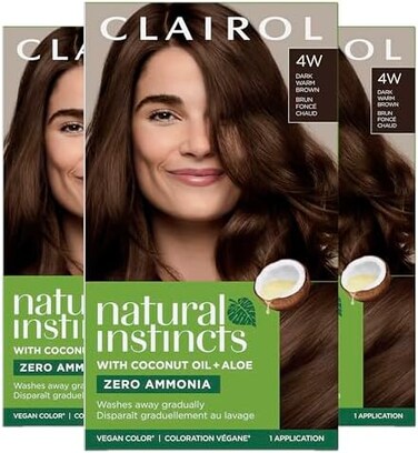 صبغة شعر نصف دائمة من كليرول ناتشورال إنستنكتس، لون شعر بني دافئ غامق 4 واط، عبوة من 3 قطع