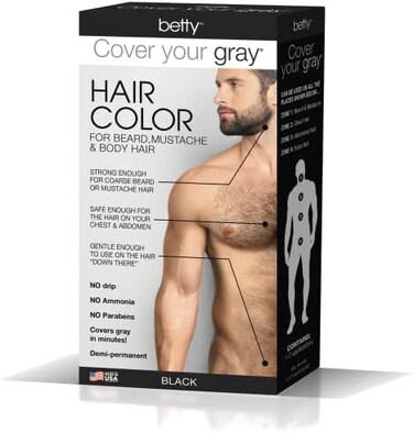 Cover Your Gray Mens Hair Color For Beard, Mustache &amp; Body Hair - Black