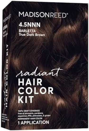 Madison Reed Radiant Hair Color Kit, Dark Brown For 100% Coverage Of Resistant Gray Hair, Ammonia-Free, 4.5Nnn Barletta Brown, Permanent Hair Dye, Pack Of 1
