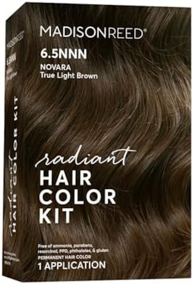 Madison Reed Radiant Hair Color Kit, Light Brown For 100% Gray Coverage Of Resistant Gray Hair, Ammonia-Free, 6.5Nnn Novara Light Brown, Permanent Hair Dye, Pack Of 1