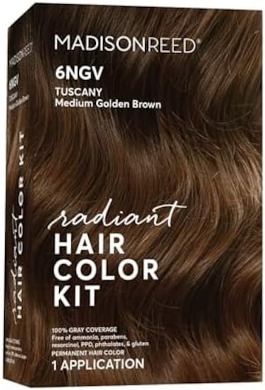 Madison Reed Radiant Hair Color Kit, Medium Golden Brown For 100% Gray Coverage, Ammonia-Free, 6Ngv Tuscany Brown, Permanent Hair Dye, Pack Of 1