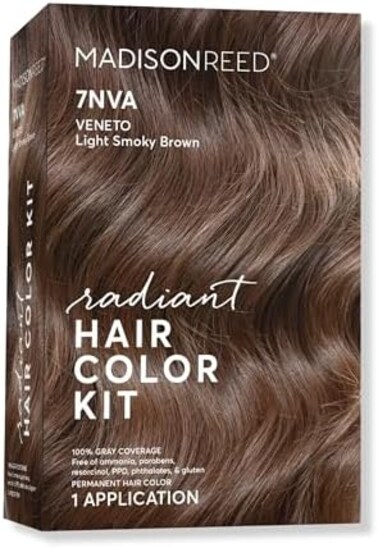 Madison Reed Radiant Hair Color Kit, Light Smoky Brown For 100% Gray Coverage, Ammonia-Free, 7Nva Veneto Light Brown, Permanent Hair Dye, Pack Of 1