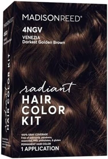 Madison Reed Radiant Hair Color Kit, Darkest Golden Brown For 100% Gray Coverage, Ammonia-Free, 4Ngv Venezia Brown, Permanent Hair Dye, Pack Of 1
