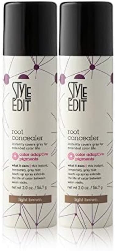 Style Edit Root Concealer Touch Up Spray, Instantly Covers Grey Roots, Professional Salon Quality Cover Up Hair Products For Women  Light Brown 2 Ounce (Pack Of 2)