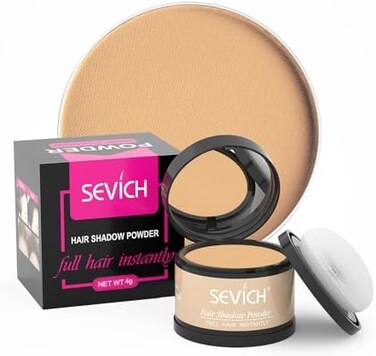 Sevich Instantly Hairline Shadow - Hairline Powder, Quick Cover Grey Hair Root Concealer, Eyebrows &amp; Beard Line, Hair Root Touch Up For Thinning Grey Hairline, Windproof&amp;Sweatproof, Med Blonde