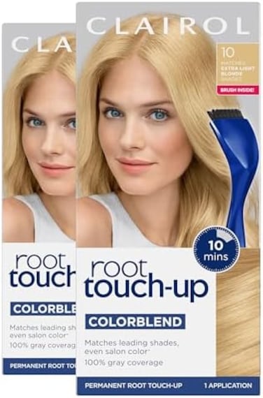 Clairol Permanent Root Touch-Up, 10 Extra Light Blonde Hair Color, 2 Count
