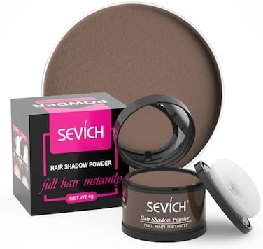 Sevich (Medium Brown) - Instantly Hair Shadow - Hair Line Powder, Quick Cover Grey Hair Root Concealer With Puff Touch, 4G Medium Brown