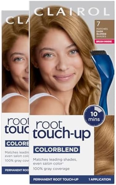 Clairol Root Touch-Up By Nice'N Easy Permanent Hair Dye, 7 Dark Blonde Hair Color, Pack Of 2