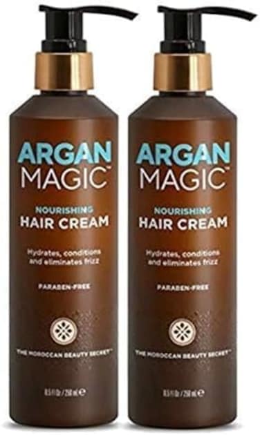 Argan Magic Nourishing Hair Cream - Hydrates, Conditions, And Eliminates Frizz For All Hair Types, Seals In Shine, Made In USA, Paraben Free, Cruelty Free (8.5 Oz / 2 Pack)