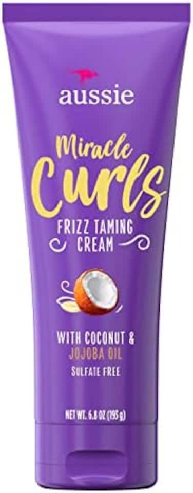 Aussie Miracle Curls Frizz Taming Cream With Coconut &amp; Australian Jojoba Oil, 193G - Sulfate Free + Control Frizz +Smooth + Define