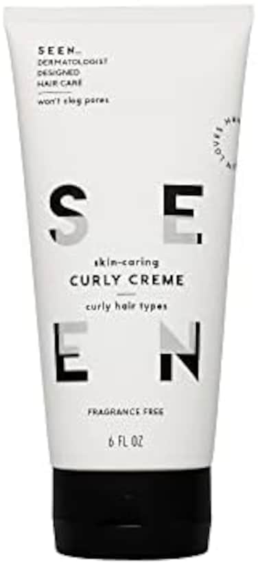 Seen Curly Creme, Fragrance Free - Non-Comedogenic &amp; Sulfate Free Curl Defining Styling Hair Cream- Anti Frizz- Heat Protectant- Safe For Sensitive Skin