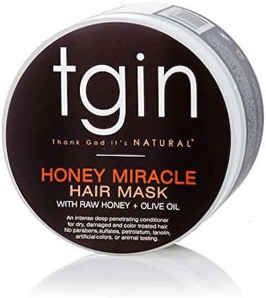 ماسك الشعر المعجزة بالعسل من Tgin It's Natural Tgin، بلسم عميق مع زيت الزيتون الخام وزيت الزيتون للشعر الجاف والمجعد، 12 أونصة