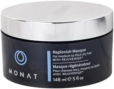 Monat Replenish Masque Infused With Rejuveniqe - Hair Masque That Deeply Condition Medium To Thick Hair. Hydrating Hair Mask W/Pea Extract &amp; Vegan Uv Protectant - Net Wt. 148 ml ℮ 5.0 Fl. Oz.