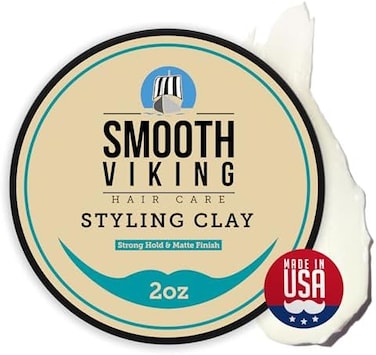 Hair Clay For Men - Best Pliable Molding Cream With Strong Hold &amp; Matte Finish - Product For Modern Hairstyles- 2 Oz - Smooth Viking