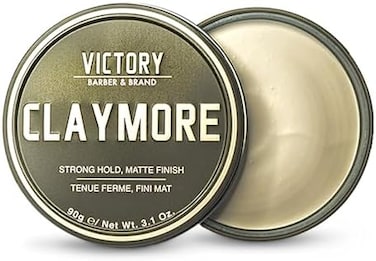 Victory Barber &amp; Brand Claymore Men&rsquo;S Hair Clay, Men&rsquo;S Hair Products Made In The USA, Strong Hold Clay With A Matte Clay Finish, Clay Pomade Matte Clay Hair Product For The Rough And The Ready