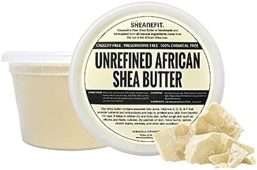 Raw Unrefined African Shea Butter In Containers Great Moisturizer, Hair Mask, Soften Tough Skin (Virgin -16 Oz)