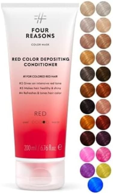 فور ريزونز (أحمر) - قناع اللون الأحمر العلاجي الترميمي من كيه سي - بلسم توحيد لون الشعر الأحمر - 200 مل