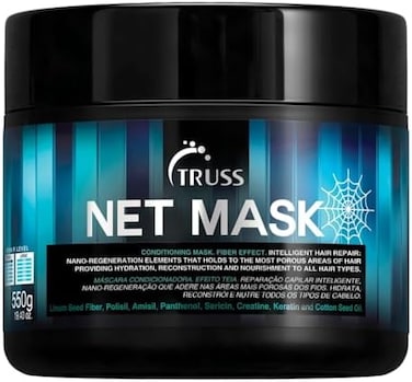 قناع شبكة تروس - قناع إصلاح مكثف للشعر المجعد وجميع أنواع الشعر الأخرى - غني ببروتين النانو، قناع الشعر المضاد للكهرباء الساكنة، معيد البناء، وفك التشابك، ومضاد للتجعد، ويصلح الشعر التالف